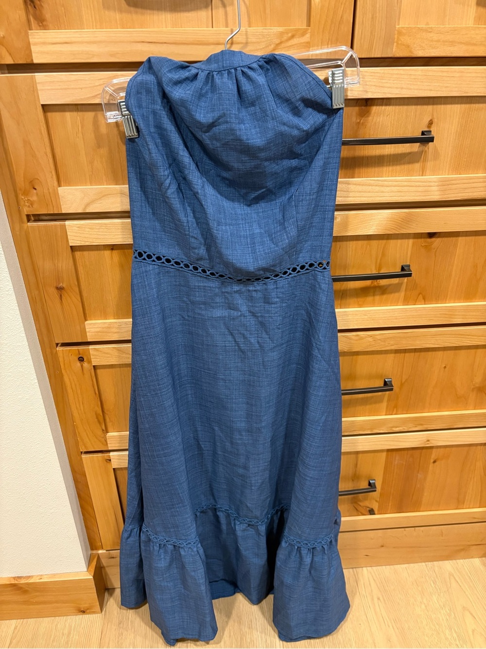 Cupshe Blue Halter Maxi Dress with Eyelet Waist